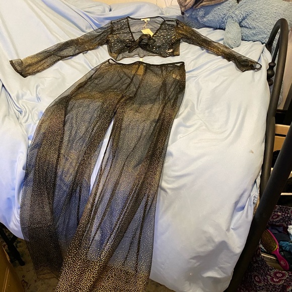 Black shiny Sheer mesh outfit - Picture 2 of 5